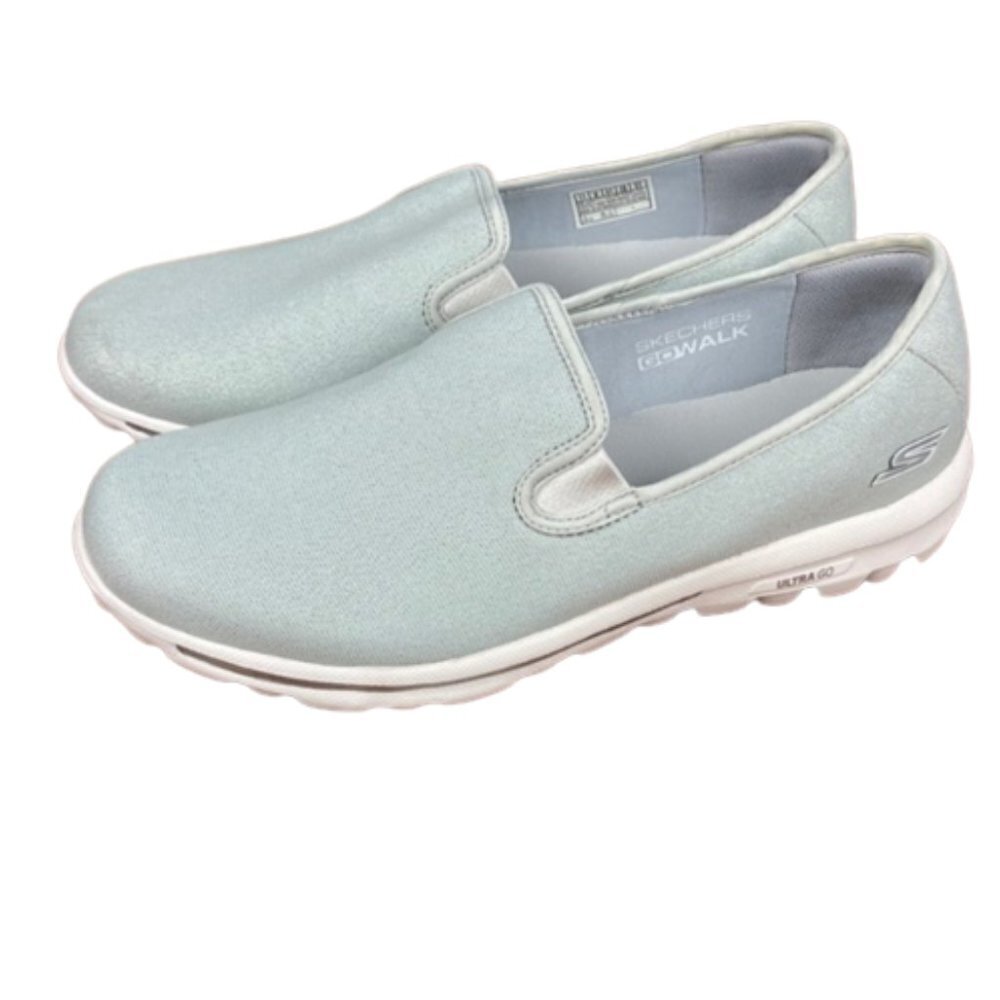 Skechers GOwalk Classic Washable Slip-Ons Size 11 Silver Shimmer
